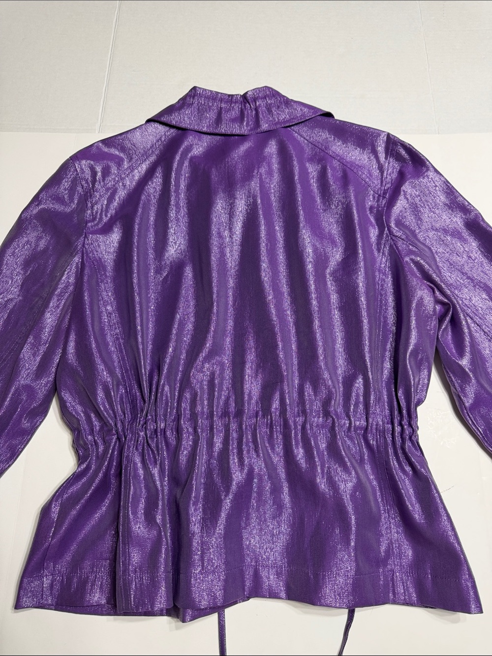 Ruby Rd. Shimmery iridescent Purple Drawstring Utility Jacket - Picture 11 of 14